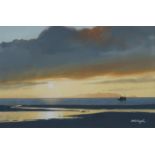 FRANK COLCLOUGH (SCOTTISH CONTEMPORARY b.1975) EVENING LIGHT FROM AYR Gouache, signed lower right,