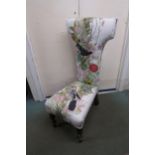 A Victorian Prie Dieu chair upholstered by Timorous Beasties Ltd in their "Fruit looters" fabric