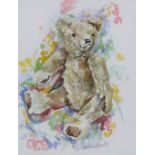 CAROLINE GLANVILLE (b. SHROPSHIRE)  TEDDY BEAR Watercolour, signed lower right, 25 x 19cm