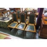 A set of six Victorian mahogany dining chairs with green leather upholstery (6) Condition Report: