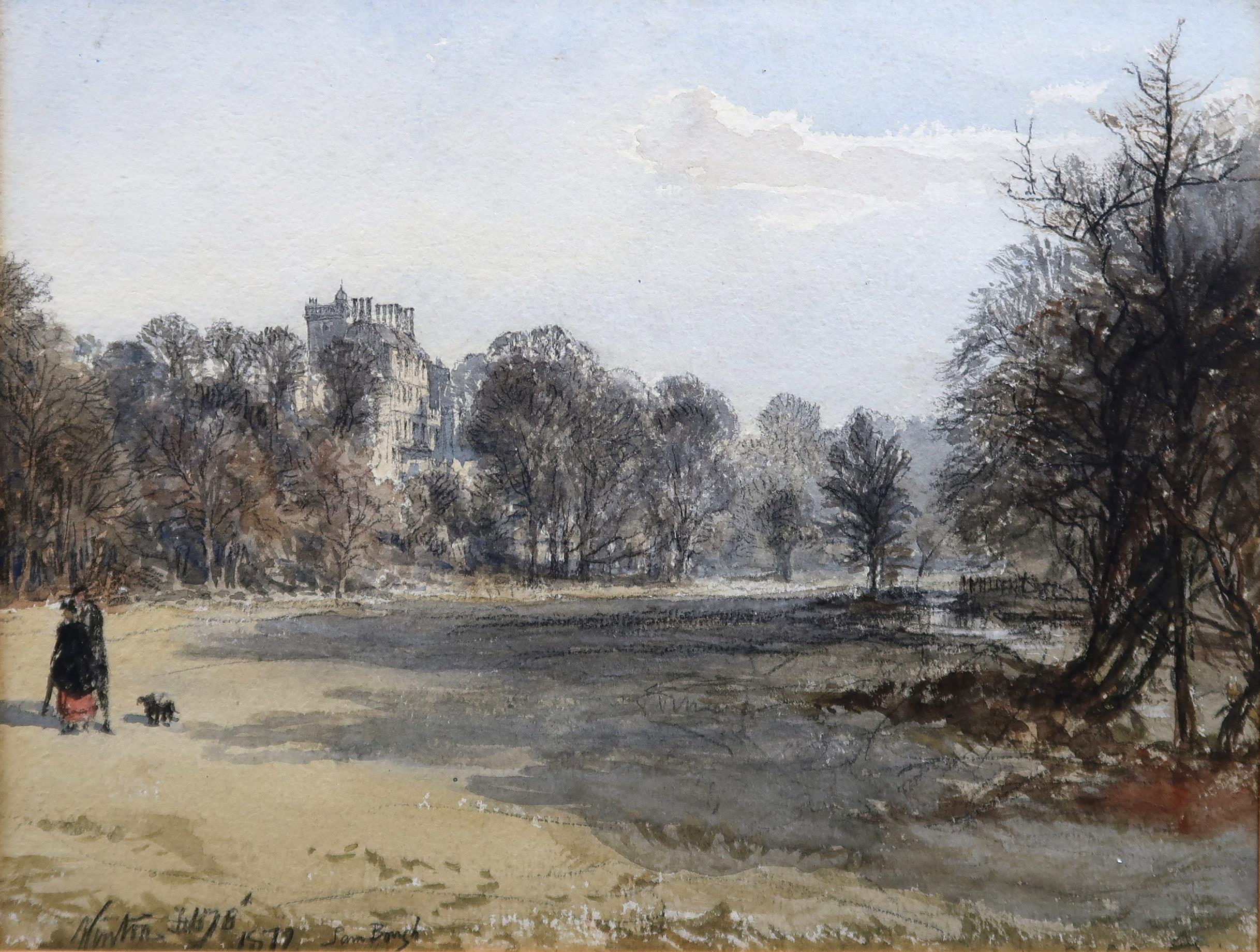 **WITHDRAWN ** SIGNED SAM BOUGH Winton Castle, signed, watercolour, dated, 1872, 21 x 28cm