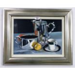 ALASTAIR W THOMSON Silver and fruit, signed, oil on canvas, 30 x41.5cm Condition Report:Available