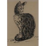 MARK GILL  STUDY OF A CAT  Ink and wash, signed lower left, 31 x 22cm  Together with six others