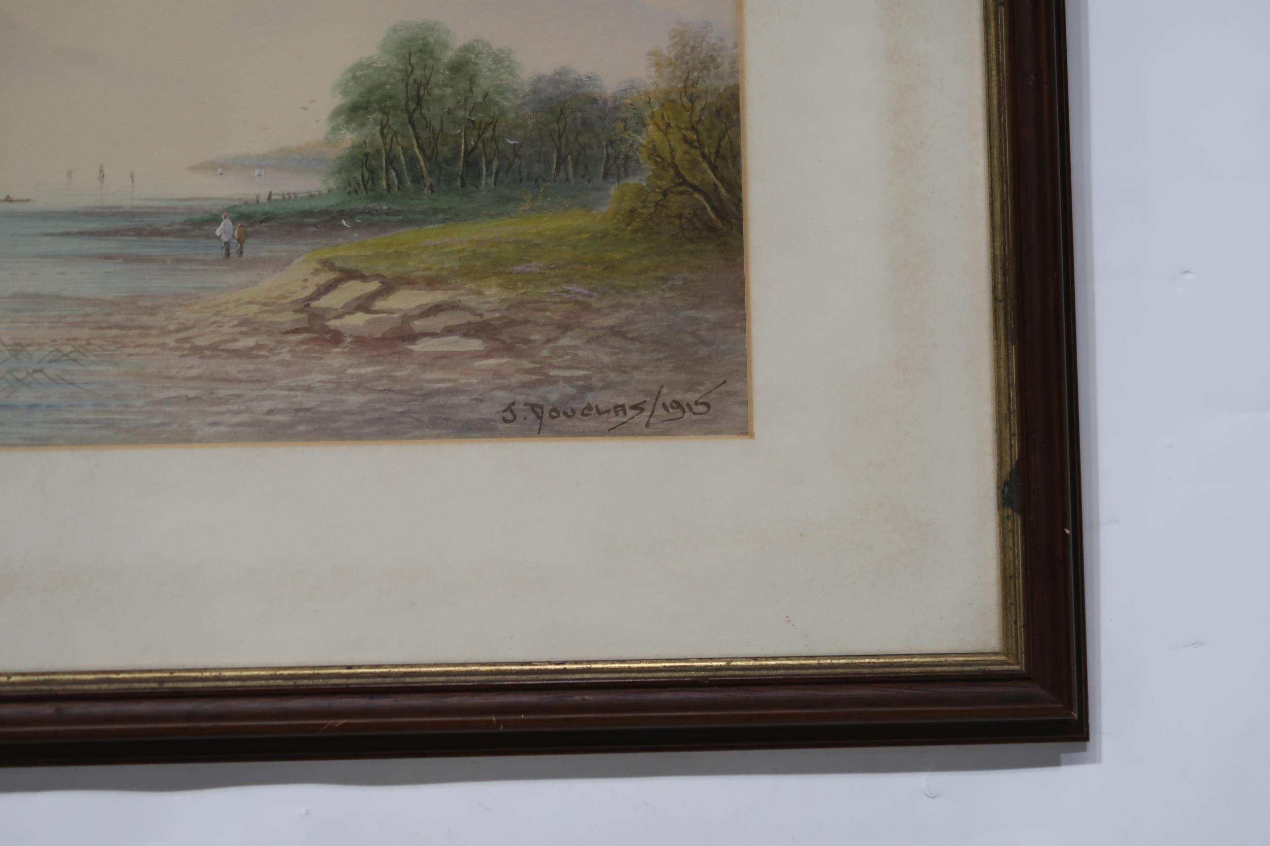 J DOUGLAS River scene and coastal village, signed, watercolour, dated, 1914/15, 25 x 43cm and 23 x - Image 5 of 5