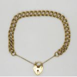 A 9ct gold double link curb chain with a heart shaped clasp length 19cm, weight 14.1gms Condition