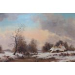 STEPHAN DE HAAN Winter landscape, signed, oil on canvas, 60 x 90cm Condition Report:Available upon
