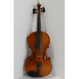 A Wolff Bros violin, two piece back 36.6cm, with Wolf Bros Violin Manufacturers Class 15 No. 3662