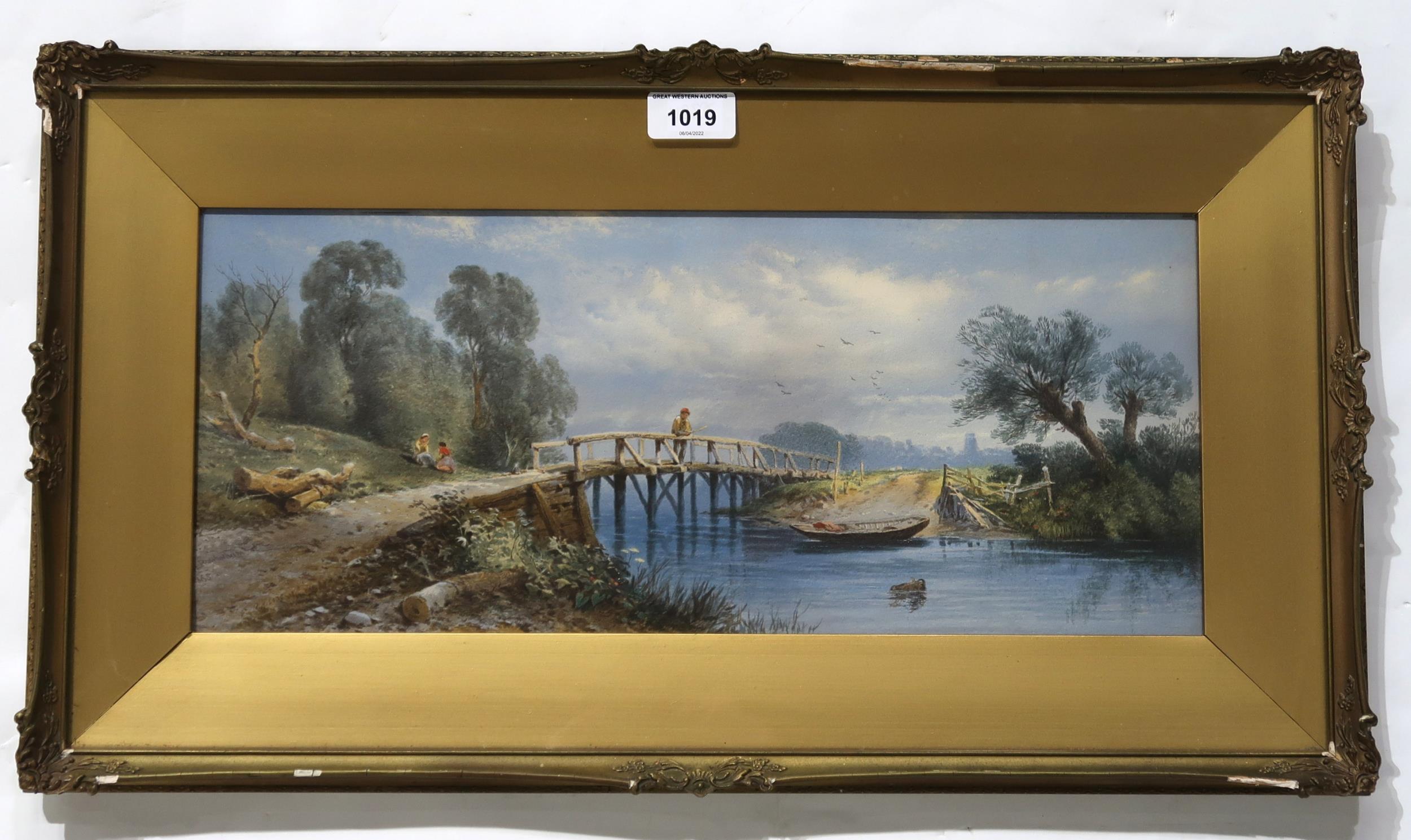 AFTER THOMAS CHARLES LEESON ROWBOTHAM Figures beside a rustic bridge, chromolithograph, 18 x 43cm - Image 2 of 5