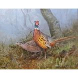 ELIZABETH HALSTEAD Pheasant and hen, signed, oil on board, 20 x 24cm Condition Report:Available upon
