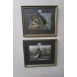 A lot of two framed pictorial silk prints (2)  Condition Report:Available upon request