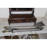 A set of steel fire tools with brass cast handles (3) Condition Report:Available upon request