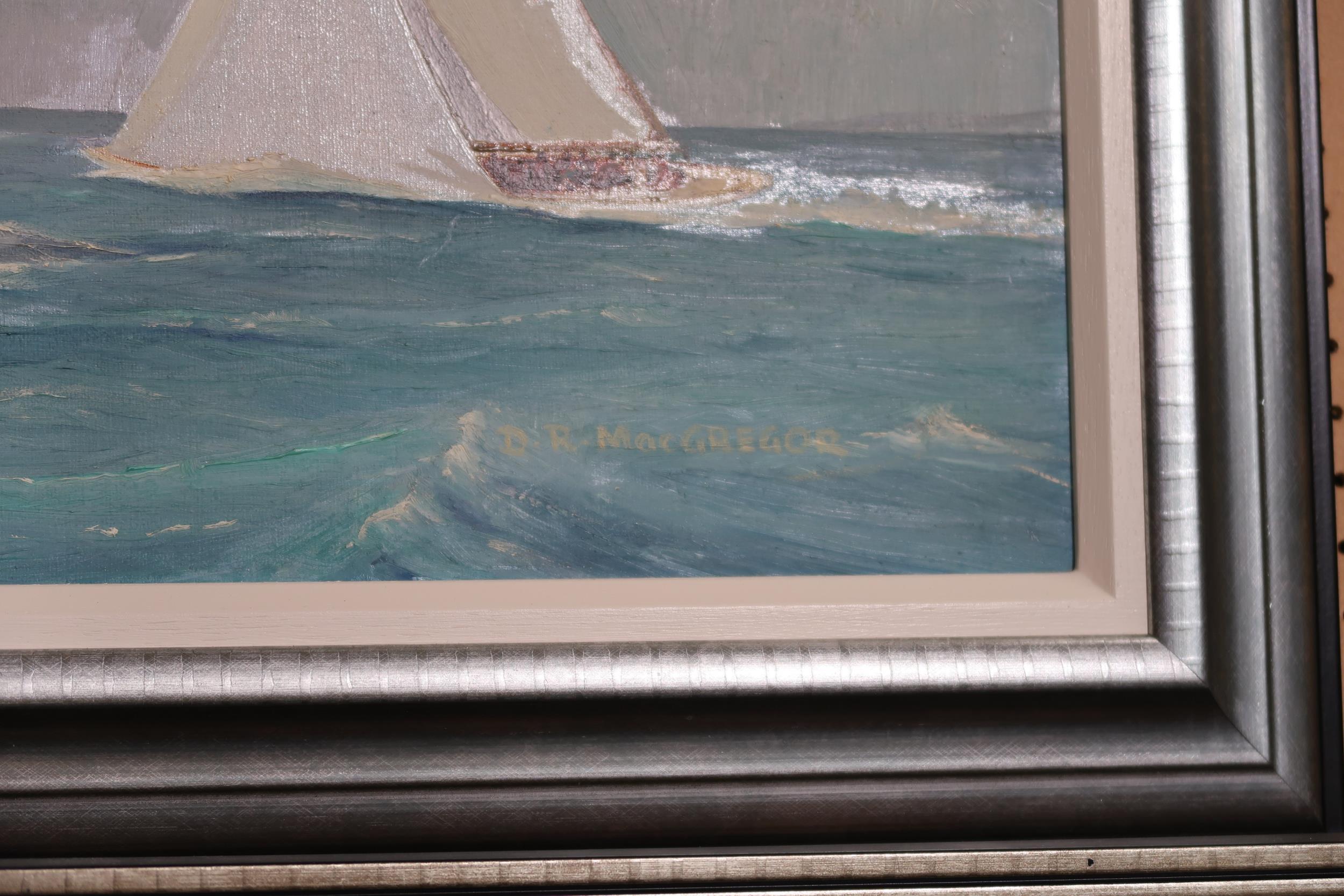 D R MACGREGOR Yacht race off Aisa Craig, signed, oil on board, 50 x 60cm Condition Report: - Image 3 of 3