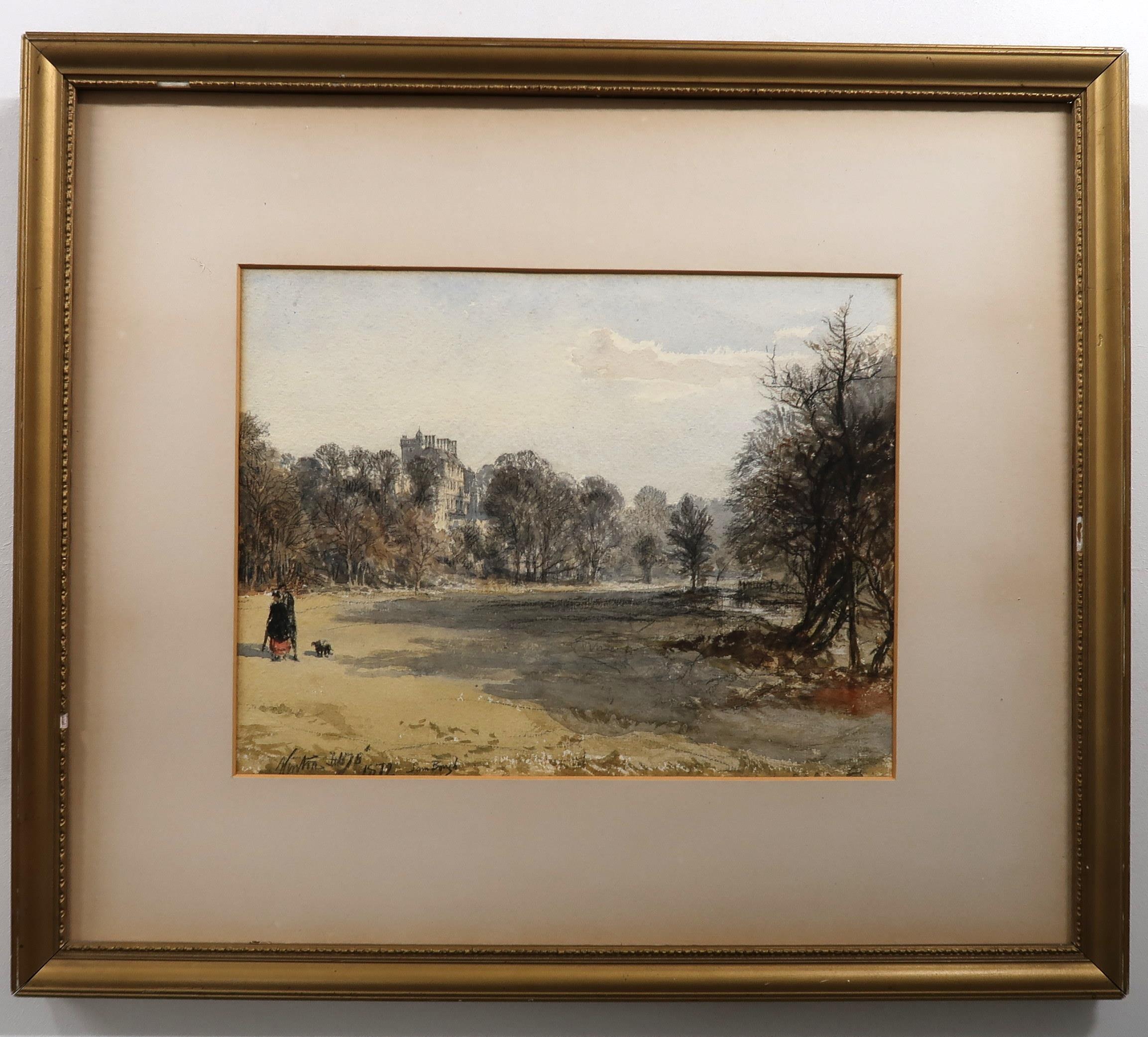 **WITHDRAWN ** SIGNED SAM BOUGH Winton Castle, signed, watercolour, dated, 1872, 21 x 28cm - Image 2 of 4