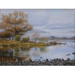 IAIN MCNAB (SCOTTISH b.1944)  OCTOBER MIST LOCH LOMOND, OCTOBER REFLECTIONS LOCH LOMOND  Oil on