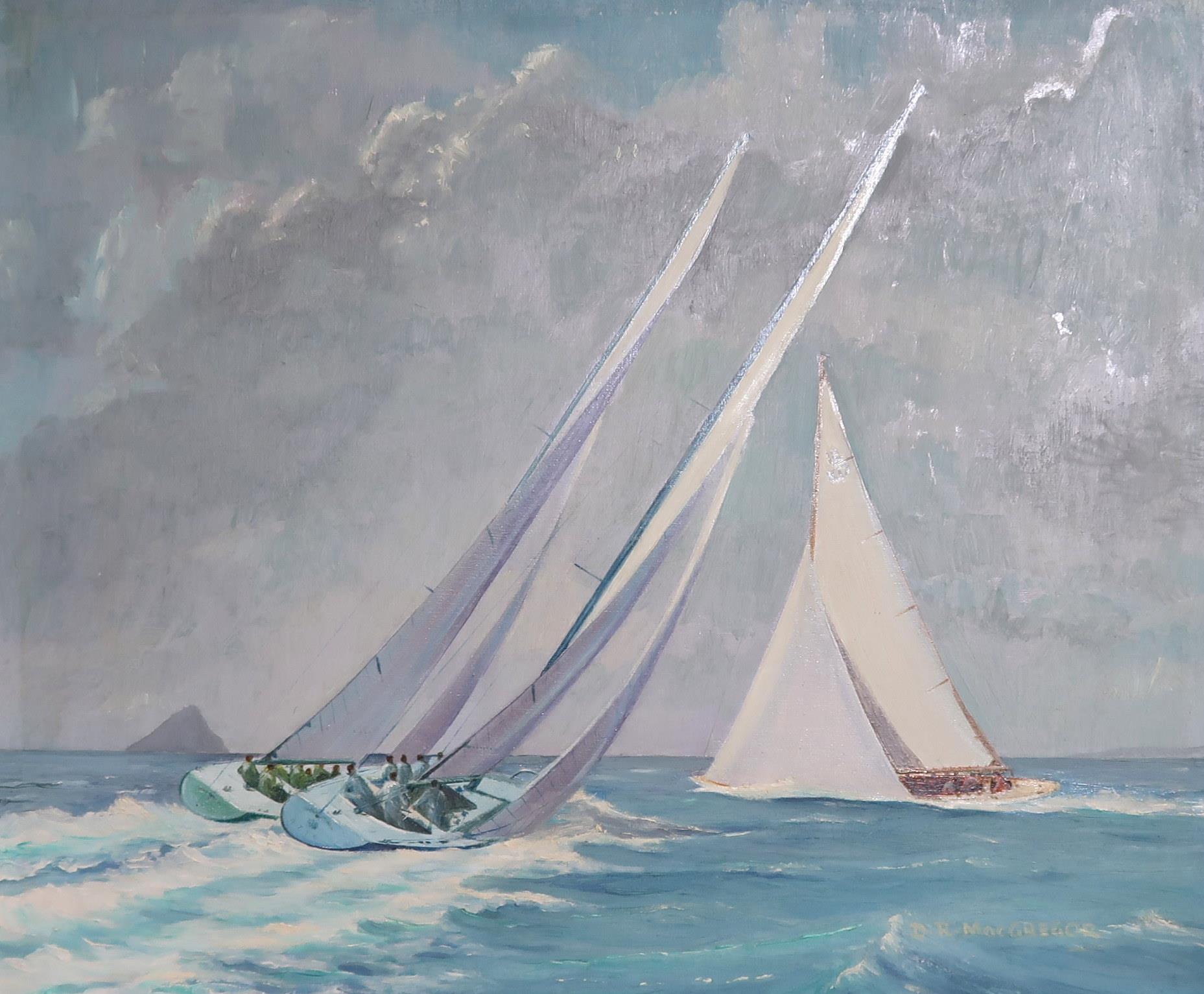 D R MACGREGOR Yacht race off Aisa Craig, signed, oil on board, 50 x 60cm Condition Report: