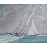 D R MACGREGOR Yacht race off Aisa Craig, signed, oil on board, 50 x 60cm Condition Report: