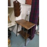 A Victorian stained oak wall hanging sword rack and an oak two tier occasional table (2) Condition