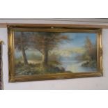 A gilt framed oil on canvas painting signed Moncrief Condition Report:Available upon request