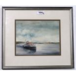 RON WILSON (SCOTTISH 1939) WAVERLEY APPROACHING MILLPORT Watercolour, signed lower left, 18 x 23