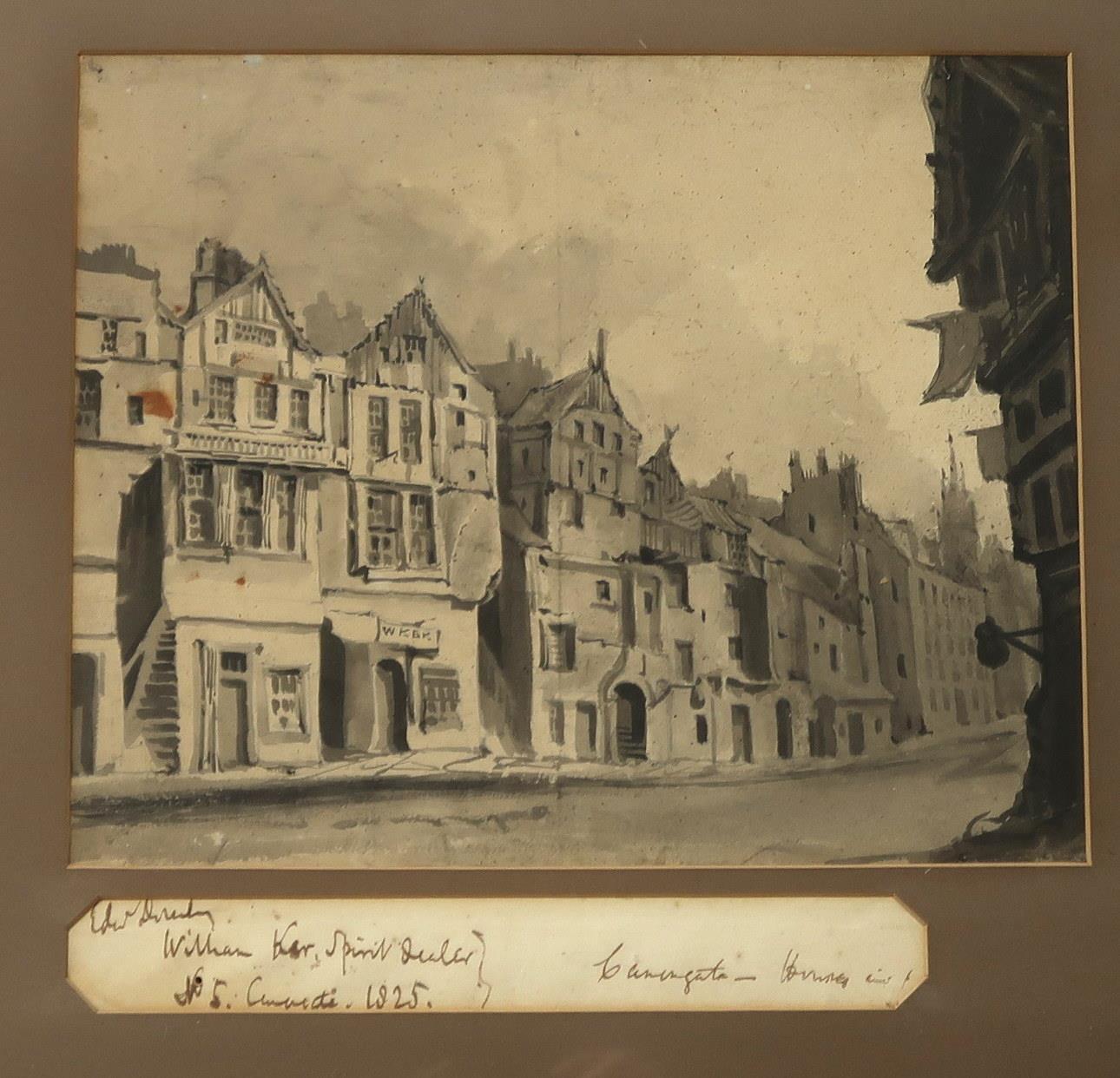 EDWARD D..... William Ker Spirit Dealer, No 5 Canongate, 1825, watercolour, 24 x 28cm  Condition