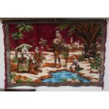 A 20th century tapestry depicting camels at an oasis, 118cm high x 173cm wide  Condition Report: