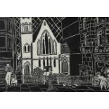 TONY MORRIS (SCOTTISH CONTEMPORARY) PARTICK METHODIST CHURCH GLASGOW  Woodcut, 19 x 27cm, together