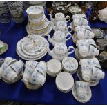 Extensive Colclough Braganza teawares including four teapots, twenty five trios, plates, bowls, cake