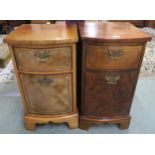 A matched pair of C19th mahogany bedside cabinets on bracket feet, one with a single drawer over