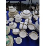 A Royal Doulton Pavanne dinner service comprising plates, tureen, platter, cups and saucers etc