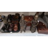 A collection of tribal items including figures, boxes, pots etc Condition Report:Not available for