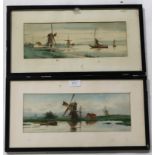 Eight works including five etchings including Alex Wilson, two watercolours of windmills and a chalk