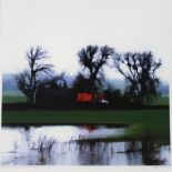 SCOTTISH SCHOOL  FLOODED FIELDS NEAR KINROSS Photographic print, signed lower right, titled,