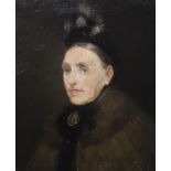 MANNER OF JAMES GUTHRIE Portrait of a lady, head and shoulders, oil on board, 55 x 45cm Condition