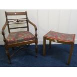 A Victorian mahogany framed armchair and mahogany framed footstool (2) Condition Report:Available