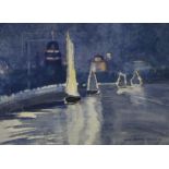 BELLE SKEOCH CUMMING (1888-1964) SAILING BOATS IN THE NIGHT  Watercolour on paper, signed lower