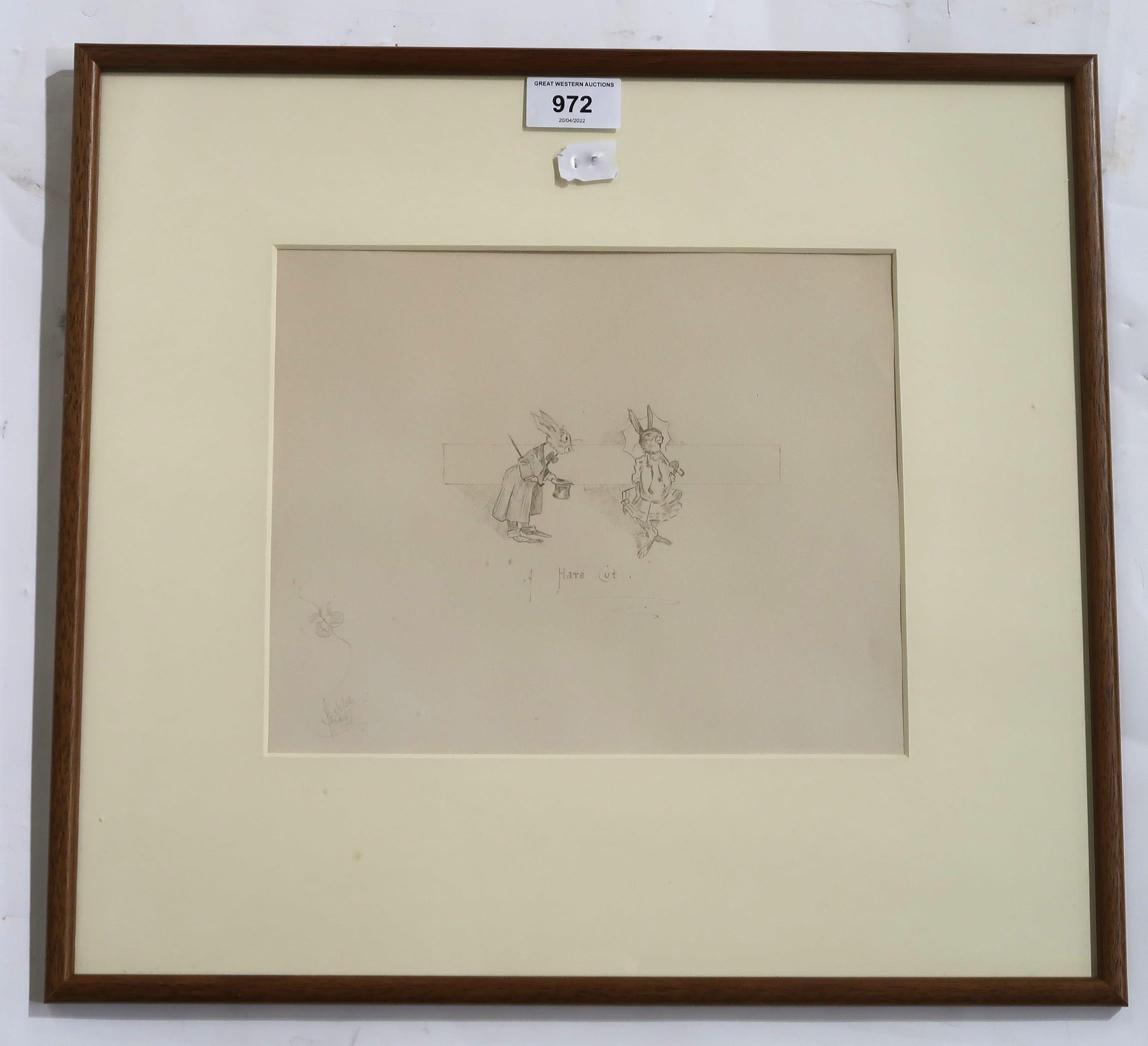 ENGLISH SCHOOL A Hare Cut, signed, pencil, dated, (19)06, 21 x 25cm Condition Report:Available - Image 2 of 3