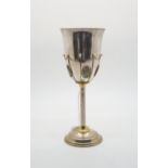 A silver goblet with pearl and filigree decoration to the bowl, with parcel gilt interior and a