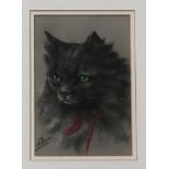 L W FRASER Cat portrait head, signed, pastel, 21 x 14cm Condition Report:Available upon request