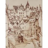 HAMISH LAWRIE (SCOTTISH 1919-1987) CITY VIEW  Felt pen on paper, signed lower right, dated (59),