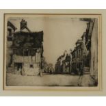 SIR DAVID YOUNG CAMERON Street scene, etching, 15 x 18cm and four others (5) Condition Report: