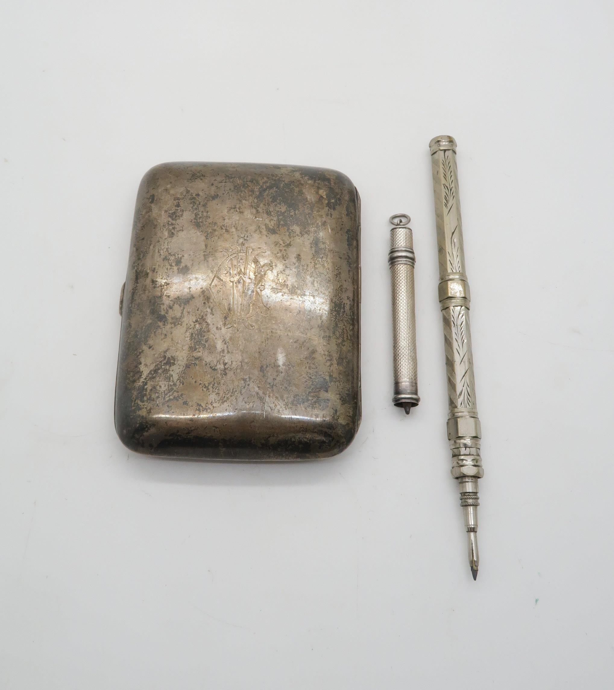 An Edwardian silver cigarette case, the front with engraved initials, by William Henry Sparrow,