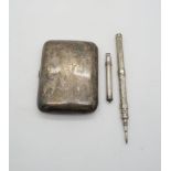 An Edwardian silver cigarette case, the front with engraved initials, by William Henry Sparrow,