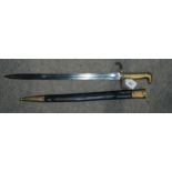 A bayonet with leather scabbard, the blade stamped  Condition Report:Available upon request