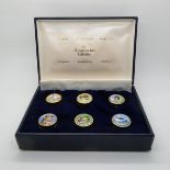 A cased set of six limited edition 'Wildfowl' silver gilt and enamel snuff boxes, St James's