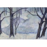 SCOTTISH SCHOOL  WINTER WOODLAND LANDSCAPE  Oil on paper, signed 'Fairgrieve', dated (59), 32 x 46cm