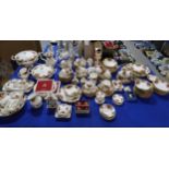 An extensive Royal Albert Old Country Roses dinner service comprising tureens, coffee pots, cups,