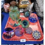 A Mdina glass vase, paperweight, Perthshire weight and other glassware Condition Report:Not