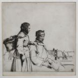 WILLIAM LEE HANKEY Couple before a village, signed, etching, 34 x 34cm Condition Report:Available