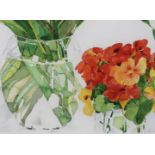 V LECTAI  STILL LIFE WITH FLOWERS Watercolour on paper, indistinctly signed lower right, 20 x