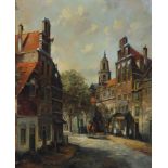 H TEN HOEVEN Continental street scene, signed, oil on canvas, 61 x 50cm Condition Report:Available
